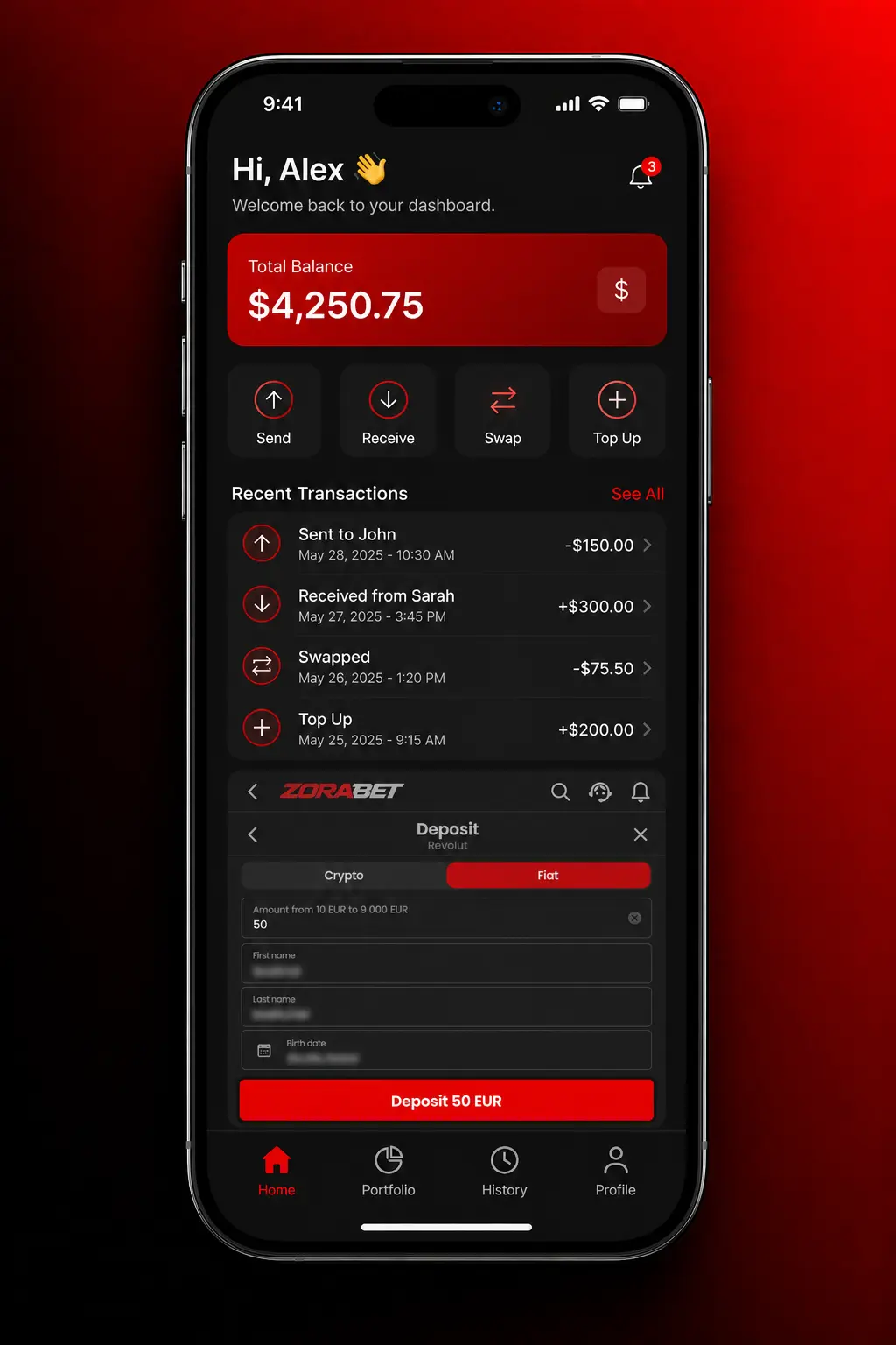 ZoraBet app deposit instructions for Romania users showing cashier section with payment methods and steps