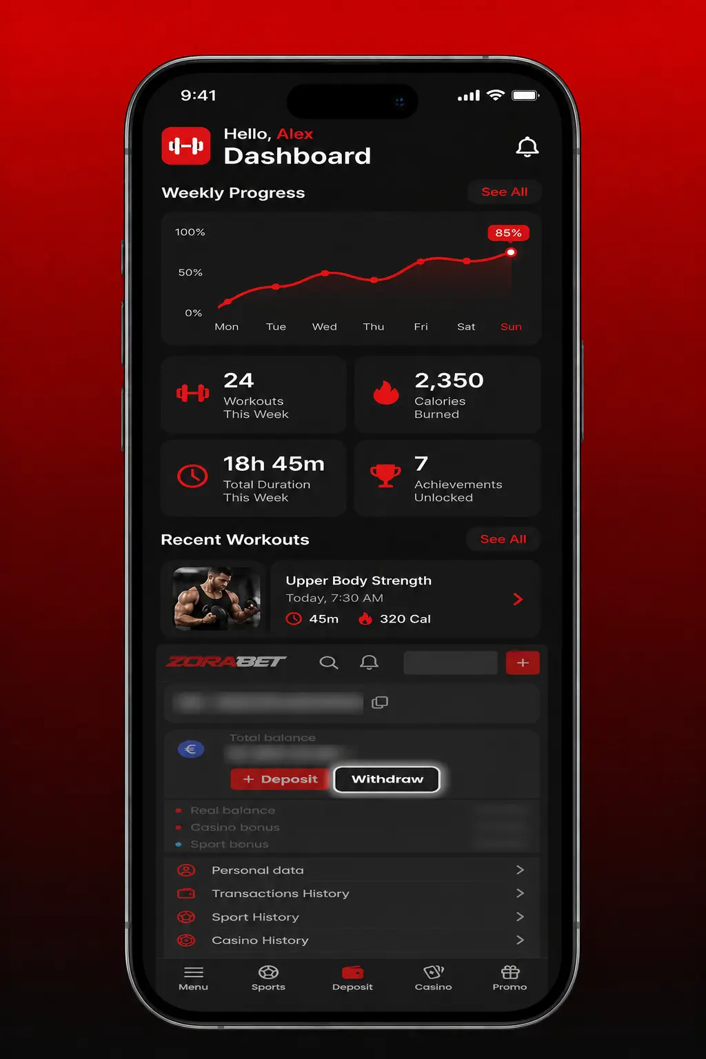 ZoraBet app withdrawal process showing cashier tab, payment methods, and transaction confirmation steps
