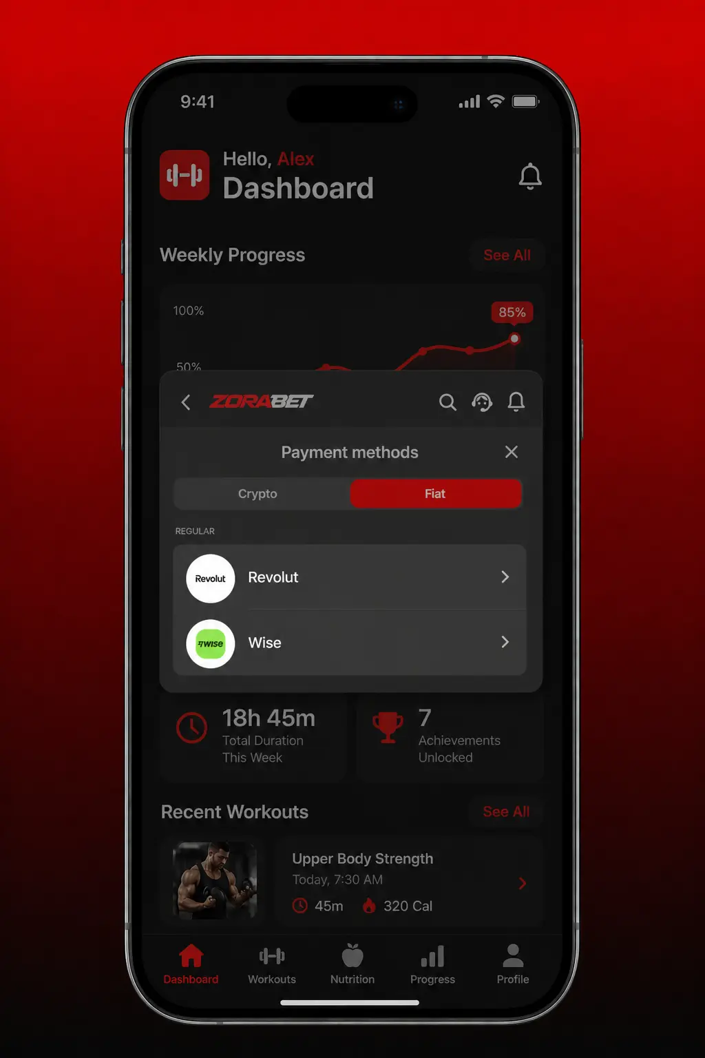 ZoraBet app withdrawal process showing login, cashier tab, payment method selection, and confirm button steps
